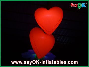 دوست داشتنی قلب بادی بادی قرمز با چراغ های LED برای جشنواره، قطر 1.5M