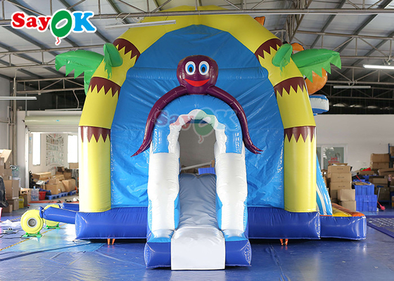 خانه جهشی بادی رنگارنگ سرسره آبی Combo Combo Commercial Inflatable Bouncy House