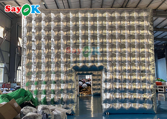 چادر مکعب بادکنک نقره ای سفارشی برای مهمانی عروسی نمایشگاه نمایشگاه رویداد چادر بادکنک هوا