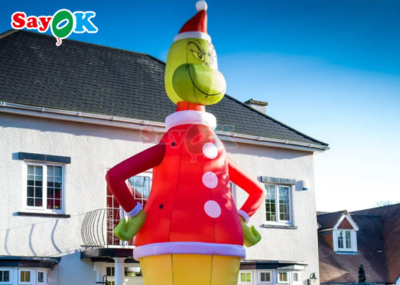 30ft Grinch شخصیت های کارتونی قابل انفجار هیولای سبز کلاه کریسمس خانه تزئینات ایستاده قابل انفجار