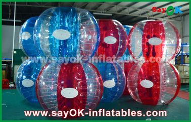 بازی‌های بادی فوتبالی بادی گرم آبی و قرمز 0.7 میلی‌متری TPU توپ حباب‌بادی برای بازی