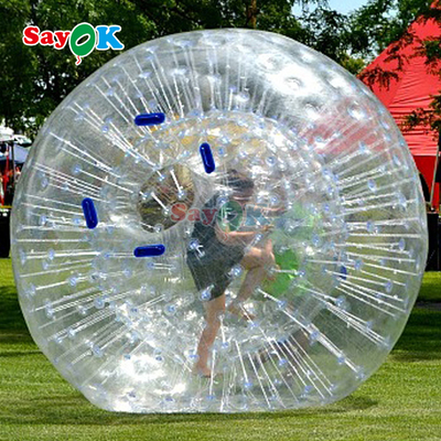 رولر شناور بادکنکی Aqua Zorbing Ball شفاف سیلندری PVC بولت آب انسانی برای بازی آب