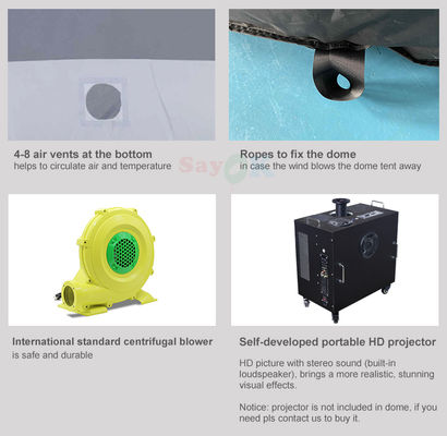 100% Blackout Flame Retardant Inflatable Planetarium Dome with Free 3D Design and Customized Printing