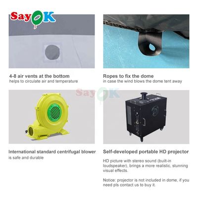 Sayok 100٪ Blackout پرتاب پلنتاریوم گنبد با پارچه پروژکتور حرفه ای و اندازه سفارشی برای مدارس و رویدادها