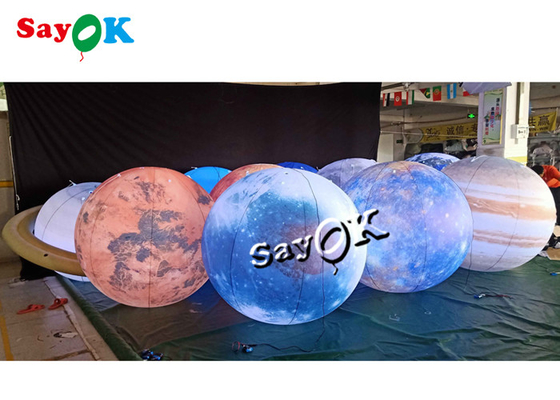 LED Lighting Huge Hanging Inflatable Eight Planets 0.25mm مواد PVC