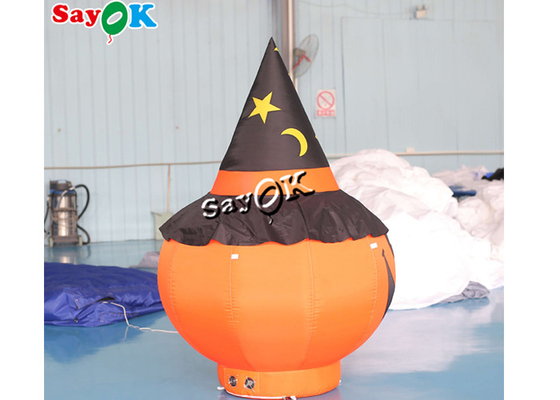 تزئینات باغ هالووین باد کردن کدو تنبل 2 متری با کلاه سیاه