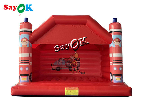 ترامپولین جهشی بادی قرمز چاپ شده با تم آتش برای پارک تفریحی کودکان