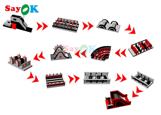 بازی مسابقه ای با موانع بادی 150x3.8 متری برزنت برای رویدادها