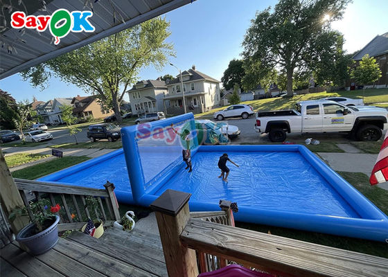 ورزش های آبی پرتاب پذیر استخر ساحلی غول پیکر پرتاب پذیر میدان والیبال پرتاب پذیر زمین والیبال آبی 10x5x2.1mH