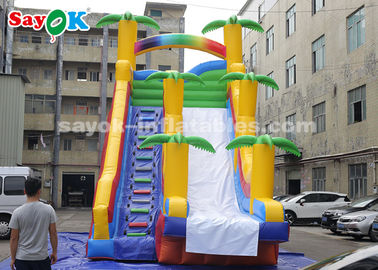 اسلاید بادکنکی تجاری 8*4*7m PVC درخت نارگیل اسلاید بادکنکی با دو بادکنک برای بچه ها