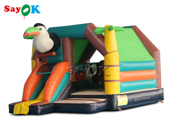 رنگارنگ جامپینگ بونسی قلعه تم حیوانات دارکوب Bounce House ترکیبی اسلاید