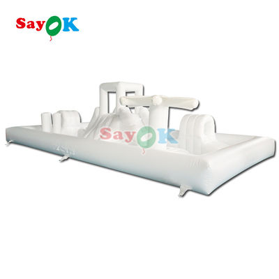 تجهیزات نرم تجاری سفارشی اسپلش پد سفید پارک آب پرتابی اسلاید قلعه پرتاب
