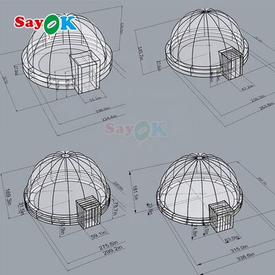 گنبد سیارهنمای بادی قابل حمل با چاپ دیجیتال Sayok با پروژکتور برای مدرسه در فضای باز