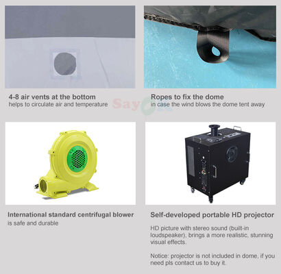 Sayok پوشیدنی پرتابی پلنتاریوم گنبد برای آموزش مدرسه 5M 6M 7M 8M 9M 10M قطر