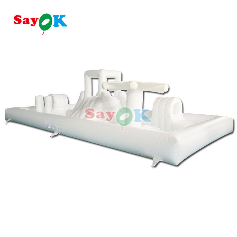 تجهیزات نرم تجاری سفارشی اسپلش پد سفید پارک آب پرتابی اسلاید قلعه پرتاب